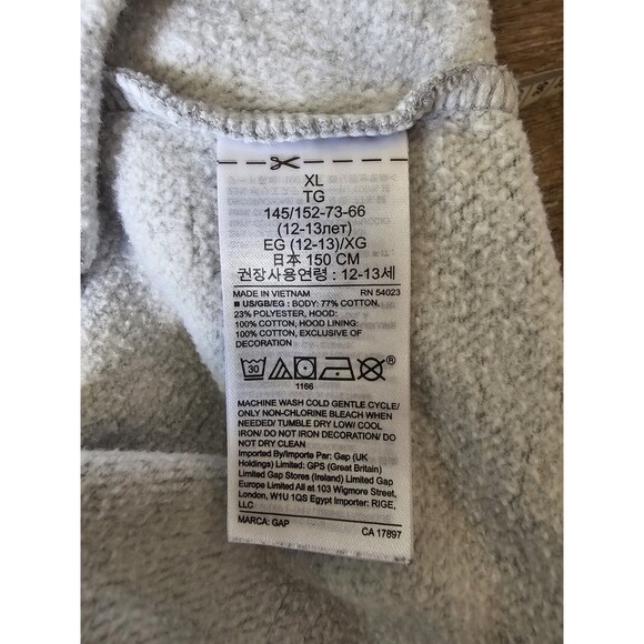 GAP Kids Pullover Hoodie Youth Size XL Grey Plaid Hood Vintage - Picture 6 of 6